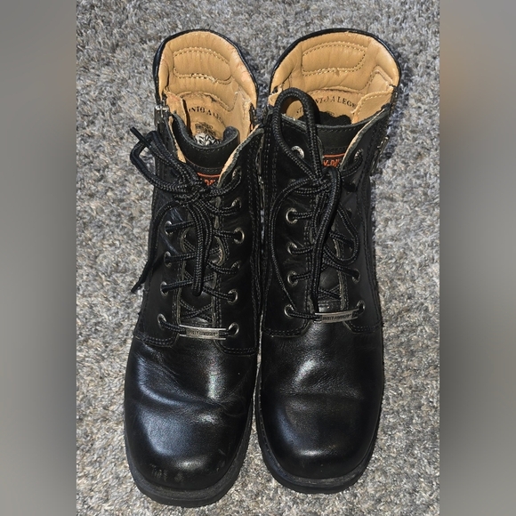 Harley Davidson Black Boots Womens Size 8 Badlands 6 Inch Ankle Combat - Picture 2 of 9